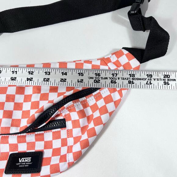 Vans Ward Crossbody Pack Bag Checkered Orange White Zippers Belt Fanny Pack New - Picture 12 of 12